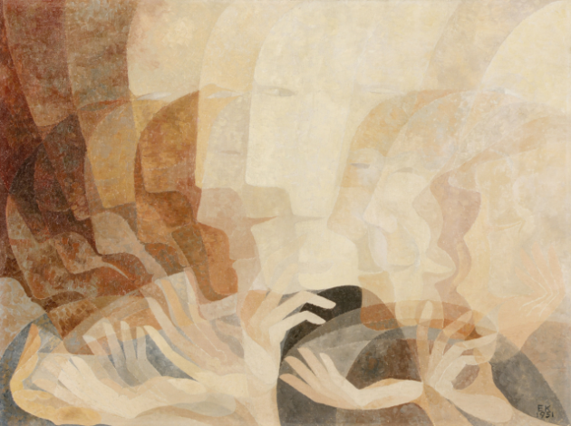 Erika Giovanna Klien (Austrian, 1900-1957), Movement of Two Heads (Conversation), 1951. Oil on…